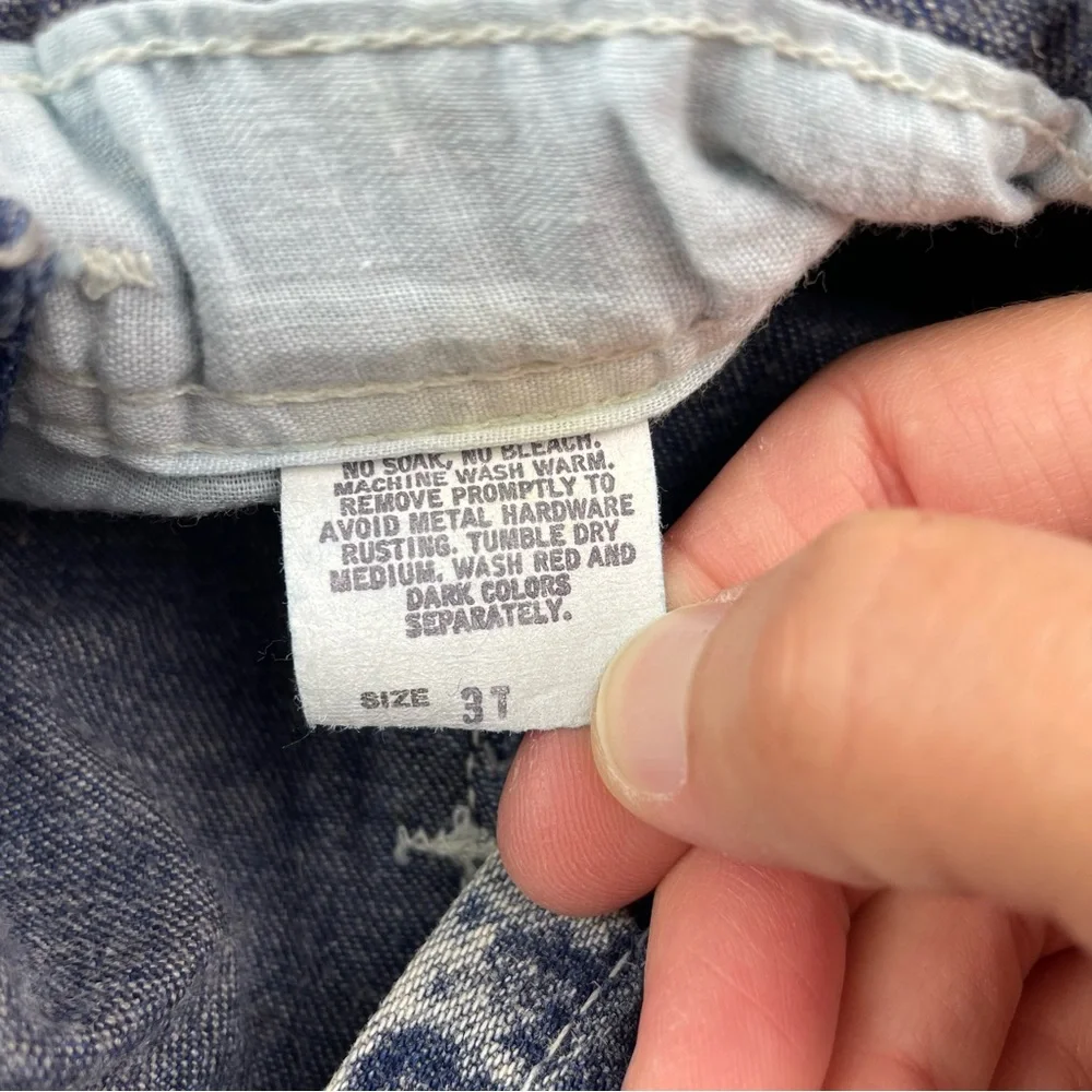 OshKosh B'gosh Vestbak Blue Gray Denim Overalls Child Size 3T Made In USA